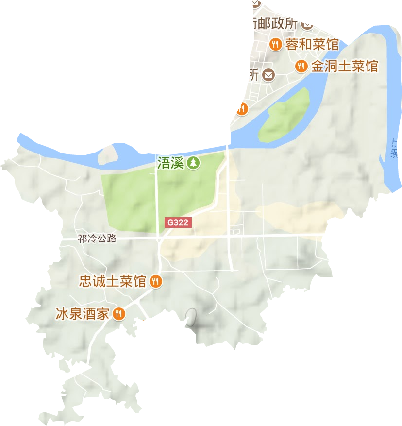 浯溪街道地形地图