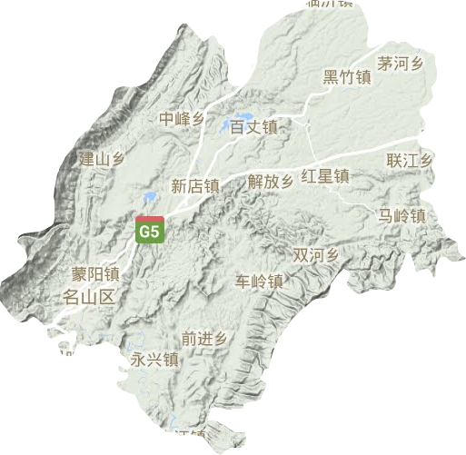 名山区地形地图