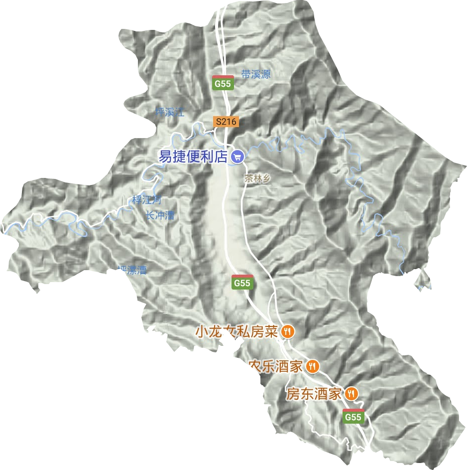 茶林镇地形地图