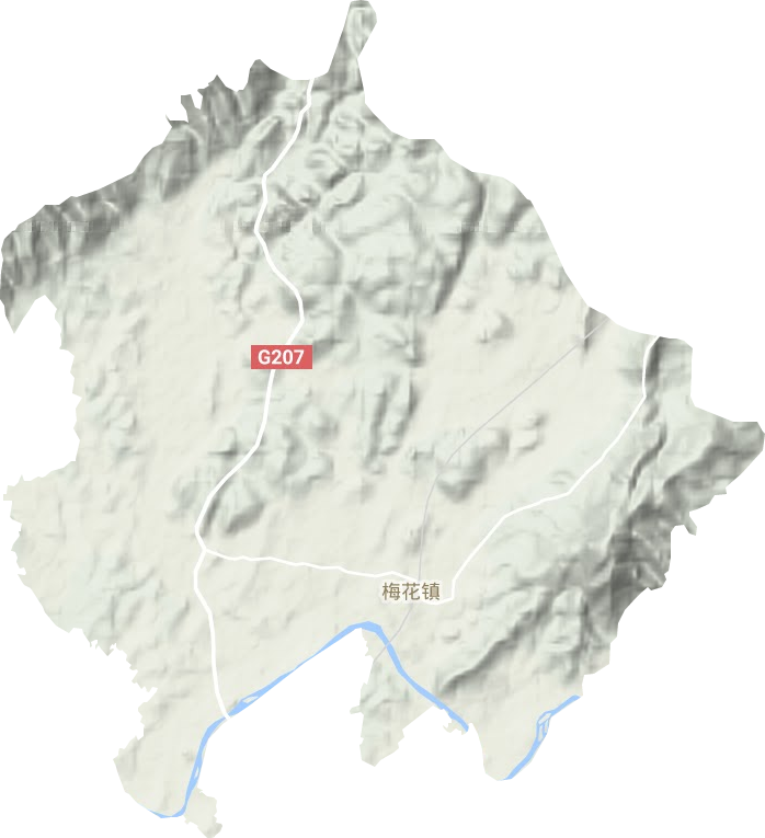 梅花镇地形地图