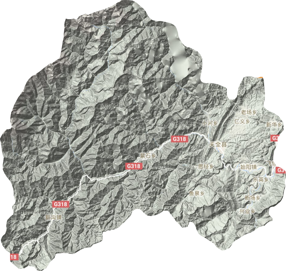 天全县地形地图