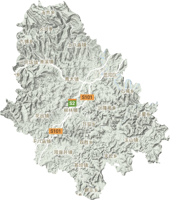 恩阳区地形地图