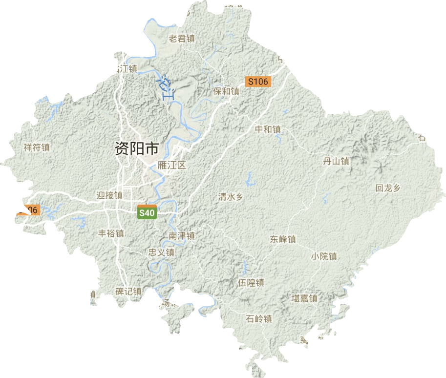 雁江区地形地图