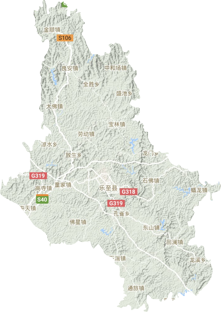 乐至县地形地图