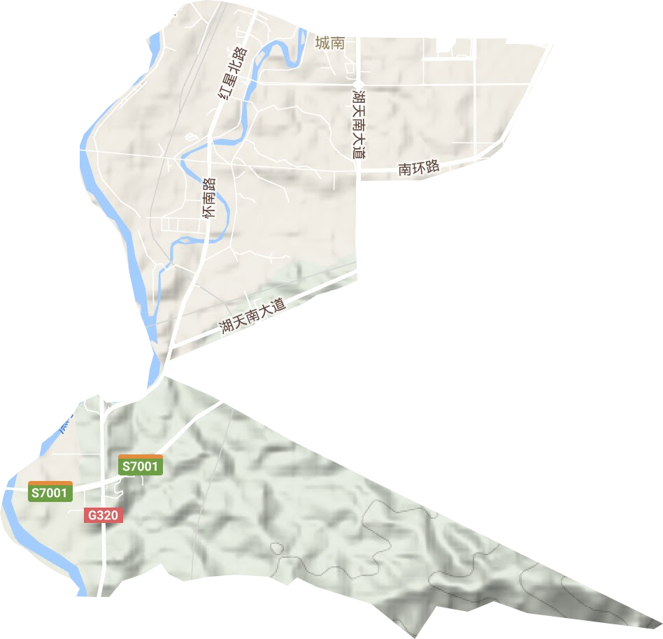 城南街道地形地图