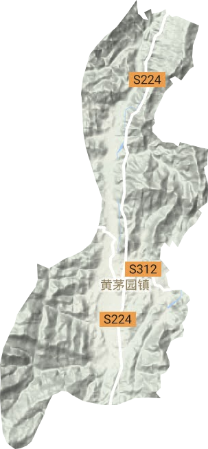 黄茅园镇地形地图