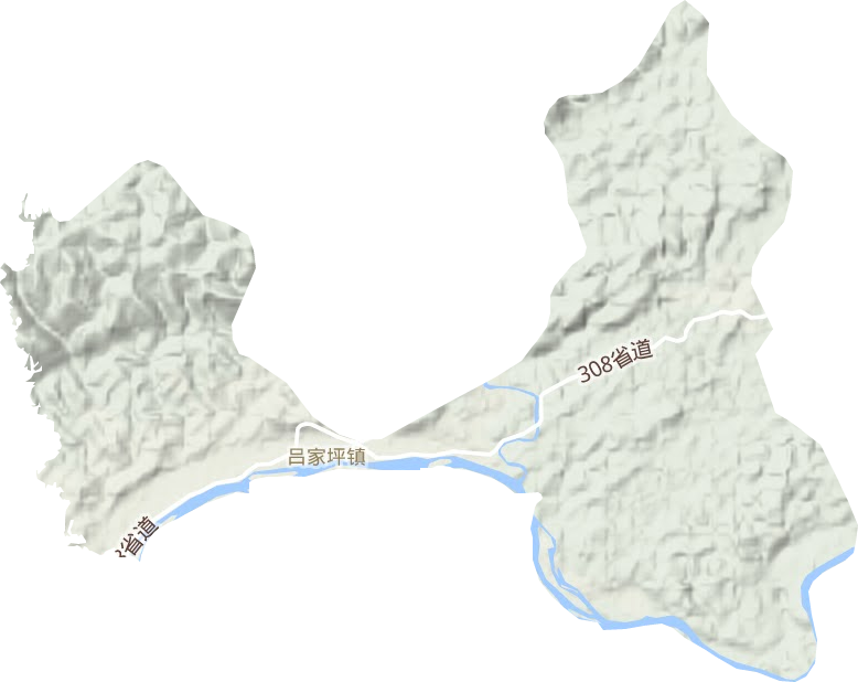 吕家坪镇地形地图