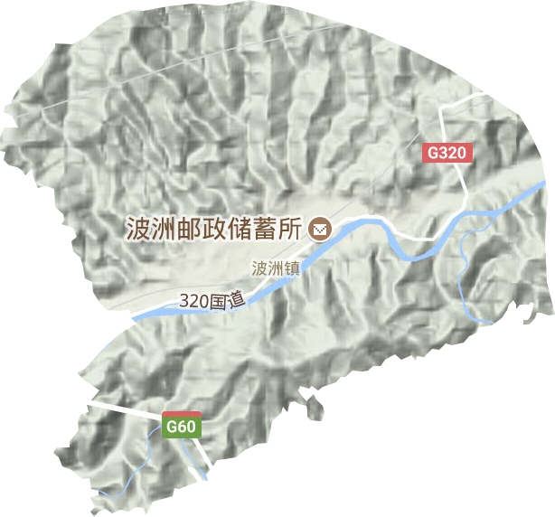 波洲镇地形地图