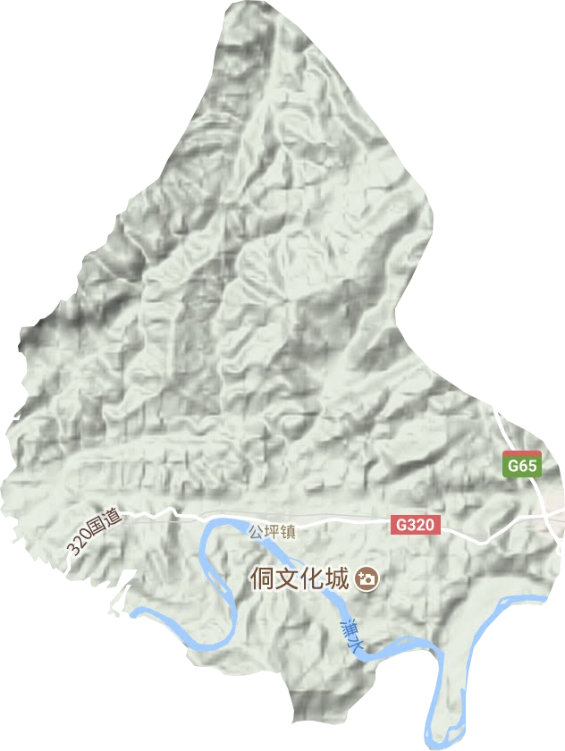 公坪镇地形地图