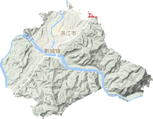 黔城镇地形地图