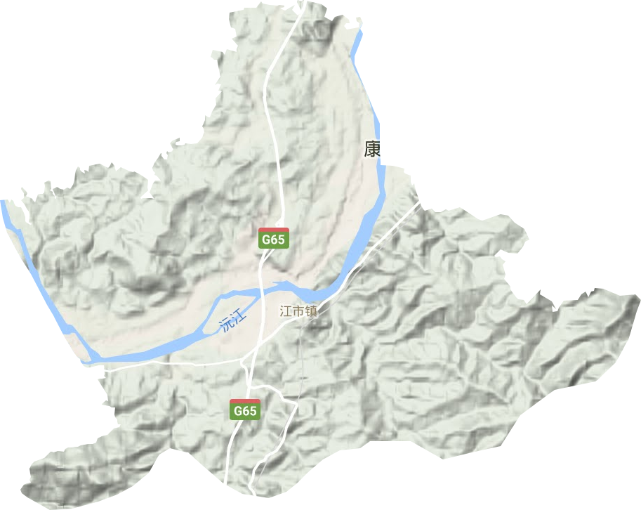 江市镇地形地图