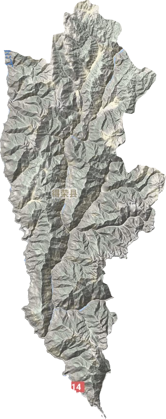 得荣县地形地图