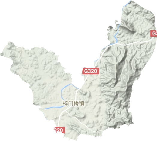 梓门桥镇地形地图