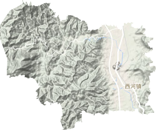 西河镇地形地图