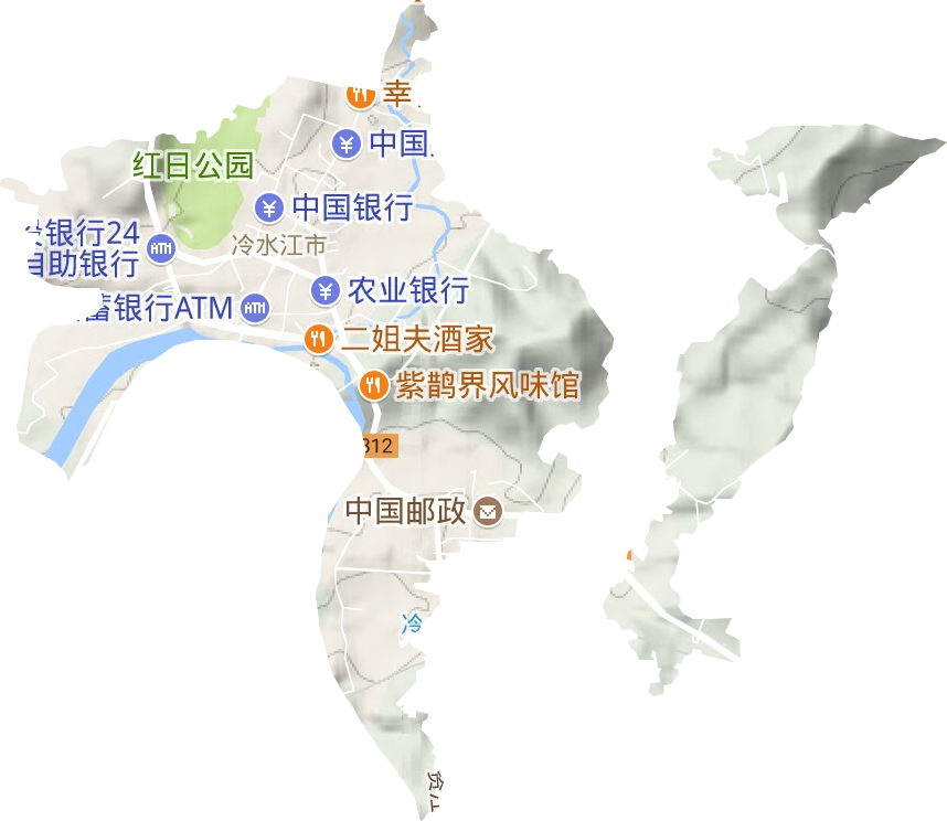 冷水江街道地形地图