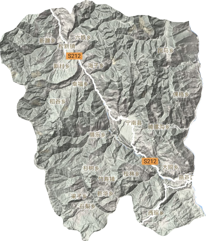 宁南县地形地图