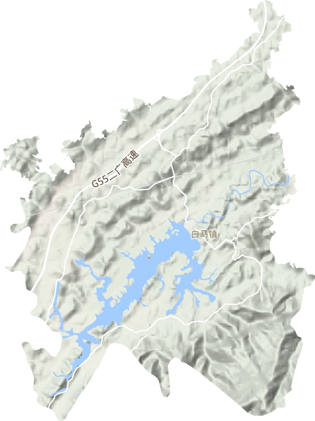 白马镇地形地图