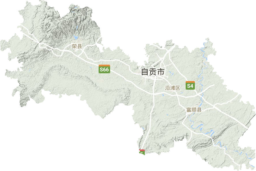 自贡市地形地图