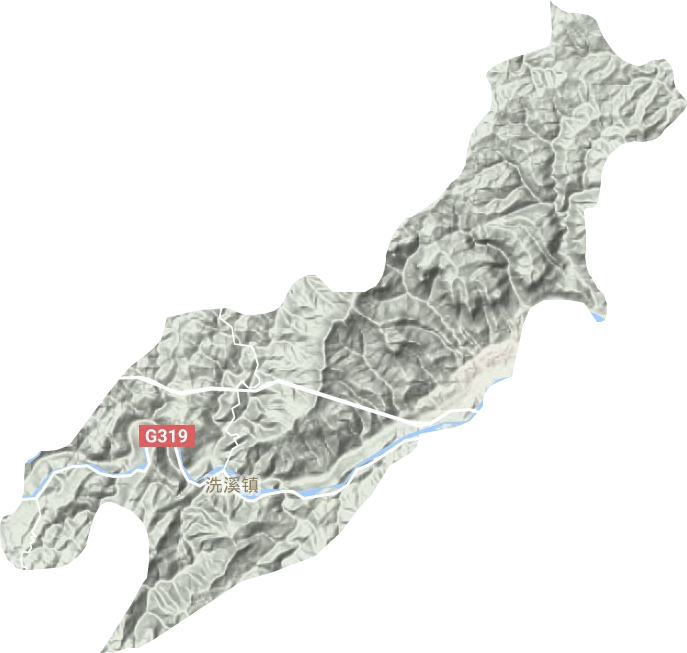 洗溪镇地形地图