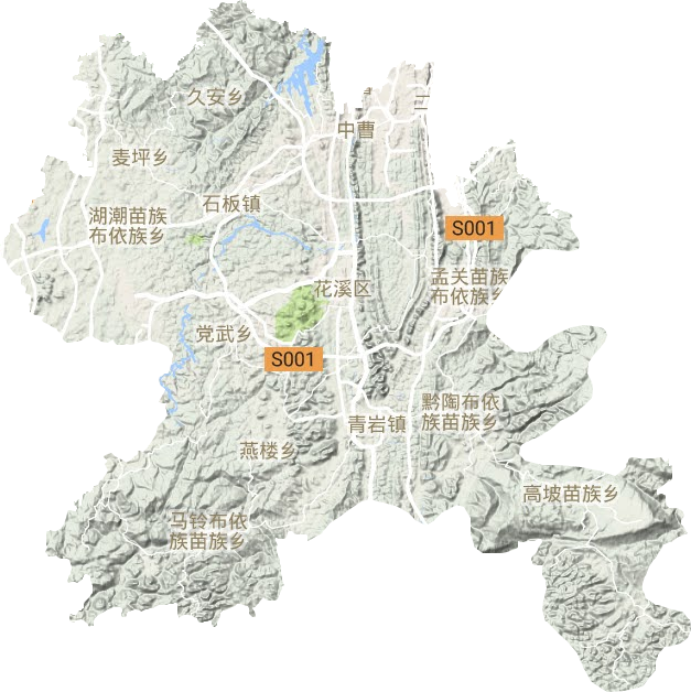 花溪区地形地图