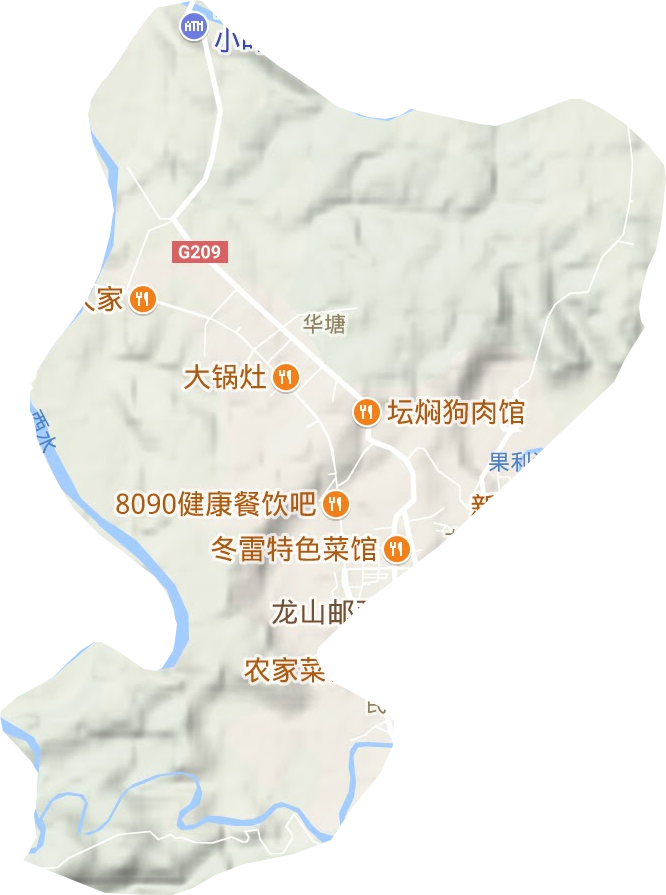 华塘街道地形地图