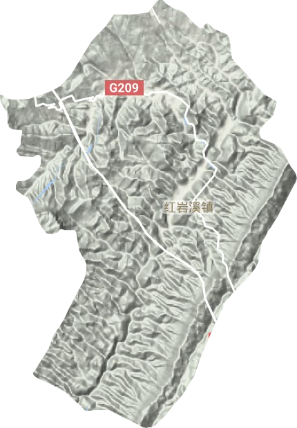 红岩溪镇地形地图