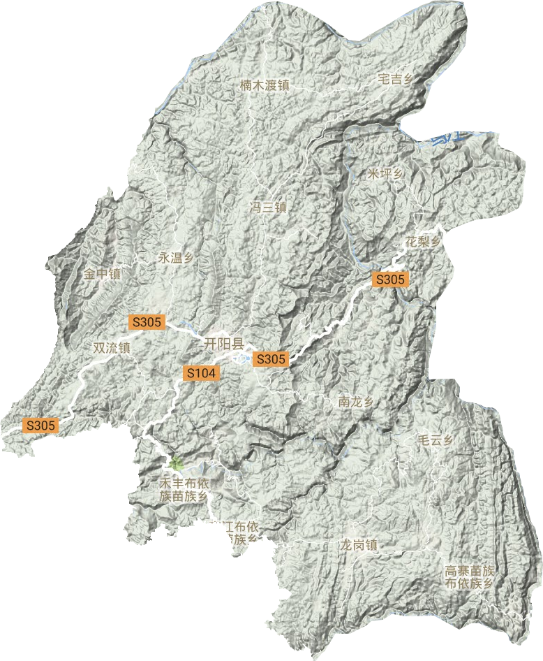 开阳县地形地图