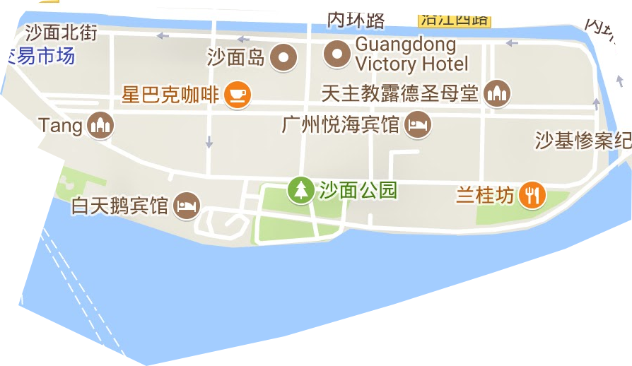 沙面街道地形地图