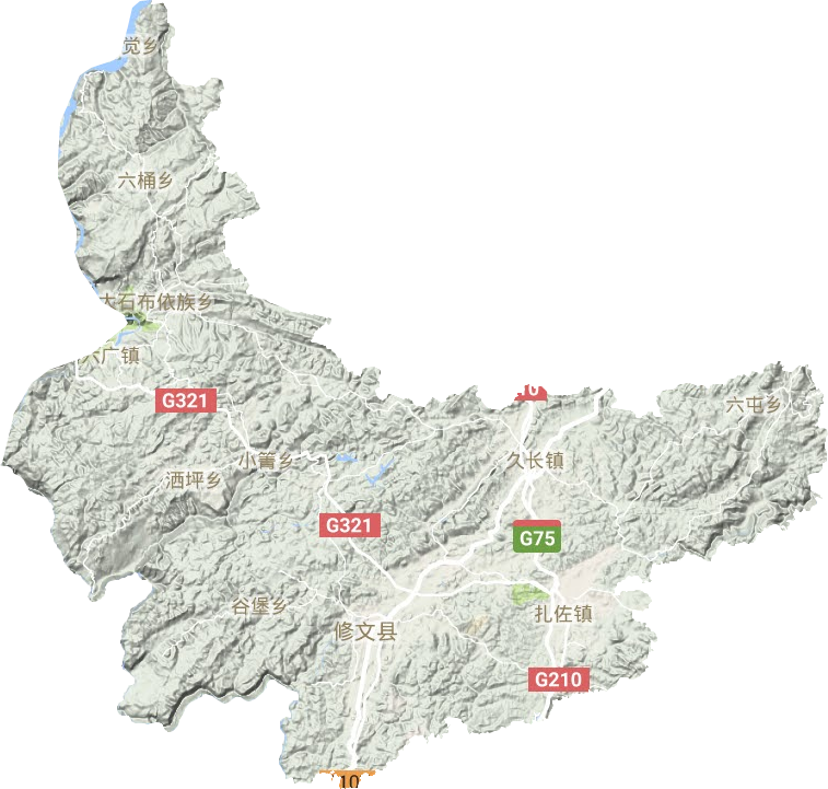 修文县地形地图