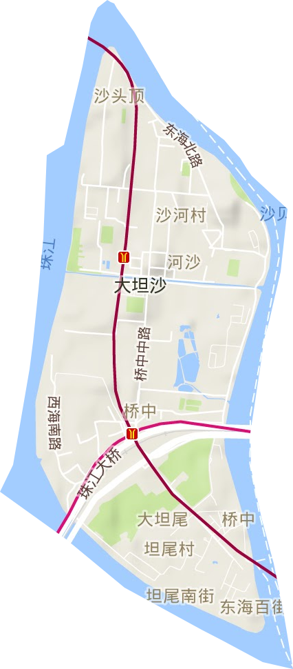 桥中街道地形地图