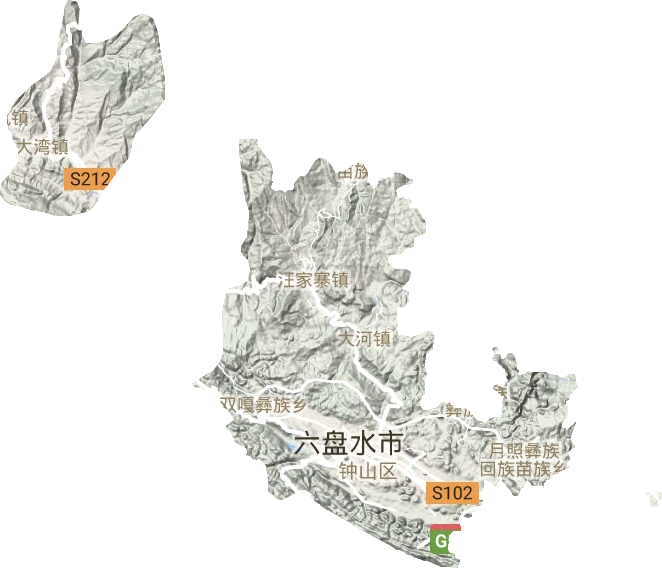 钟山区地形地图