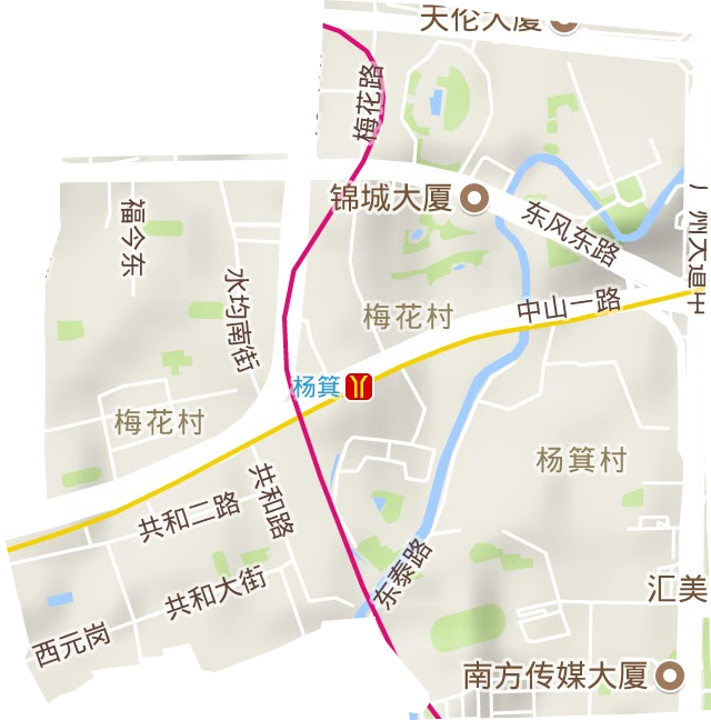 梅花村街道地形地图