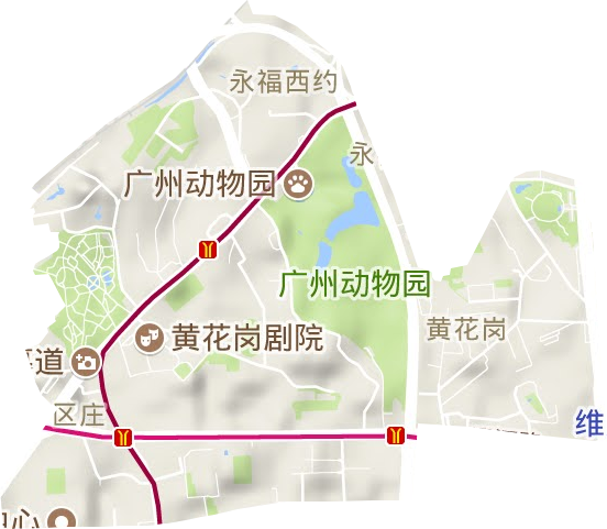 黄花岗街道地形地图