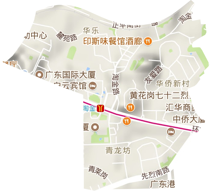 华乐街道地形地图