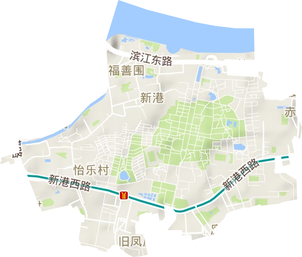 新港街道地形地图