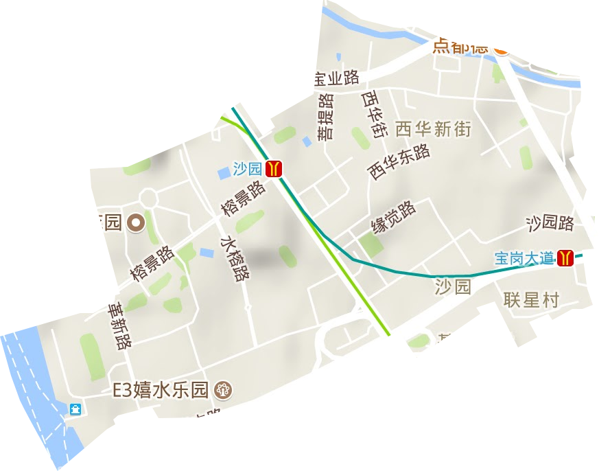 沙园街道地形地图