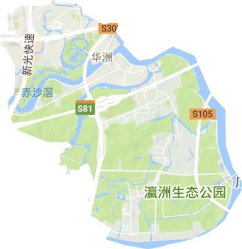 华洲街道地形地图