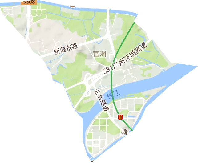 官洲街道地形地图