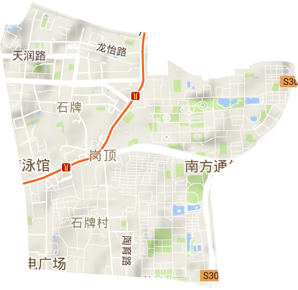 石牌街道地形地图