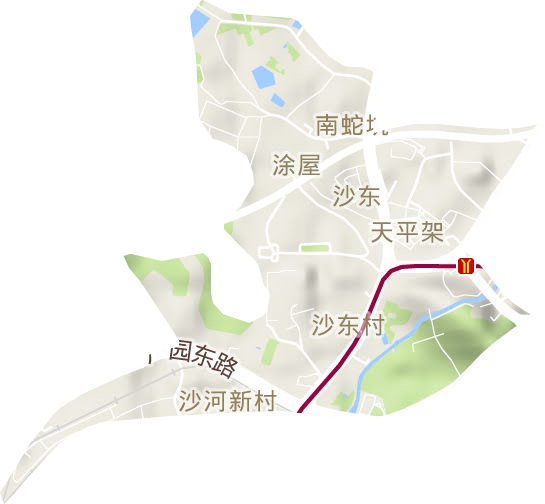 沙东街道地形地图