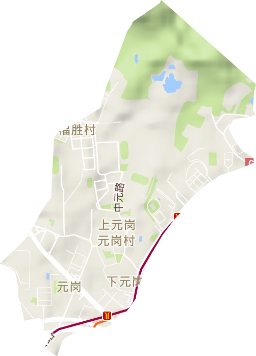 元岗街道地形地图