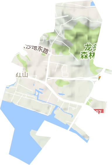 红山街道地形地图