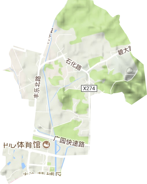 大沙街道地形地图