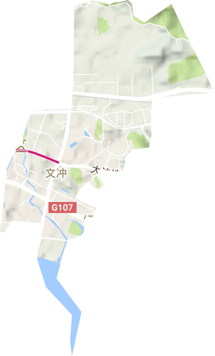 文冲街道地形地图