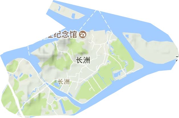 长洲街道地形地图