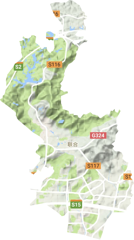 联和街道地形地图