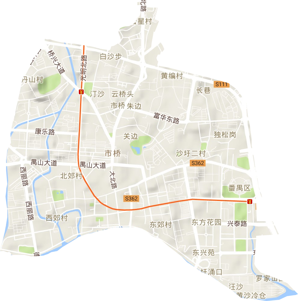 市桥街道地形地图