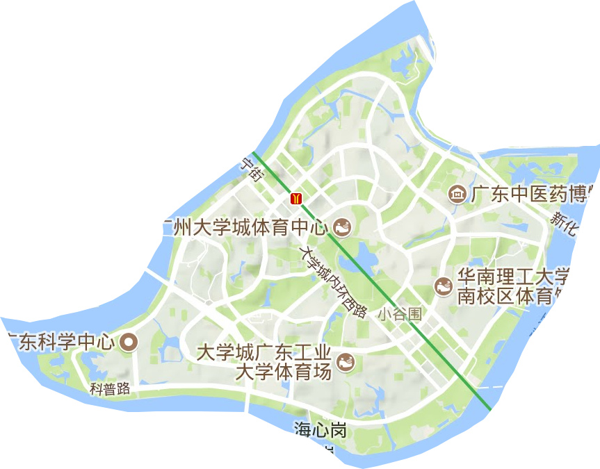 小谷围街道地形地图
