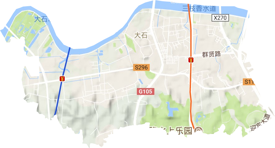 大石街道地形地图