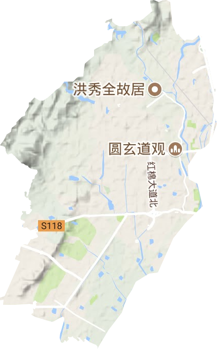 秀全街道地形地图